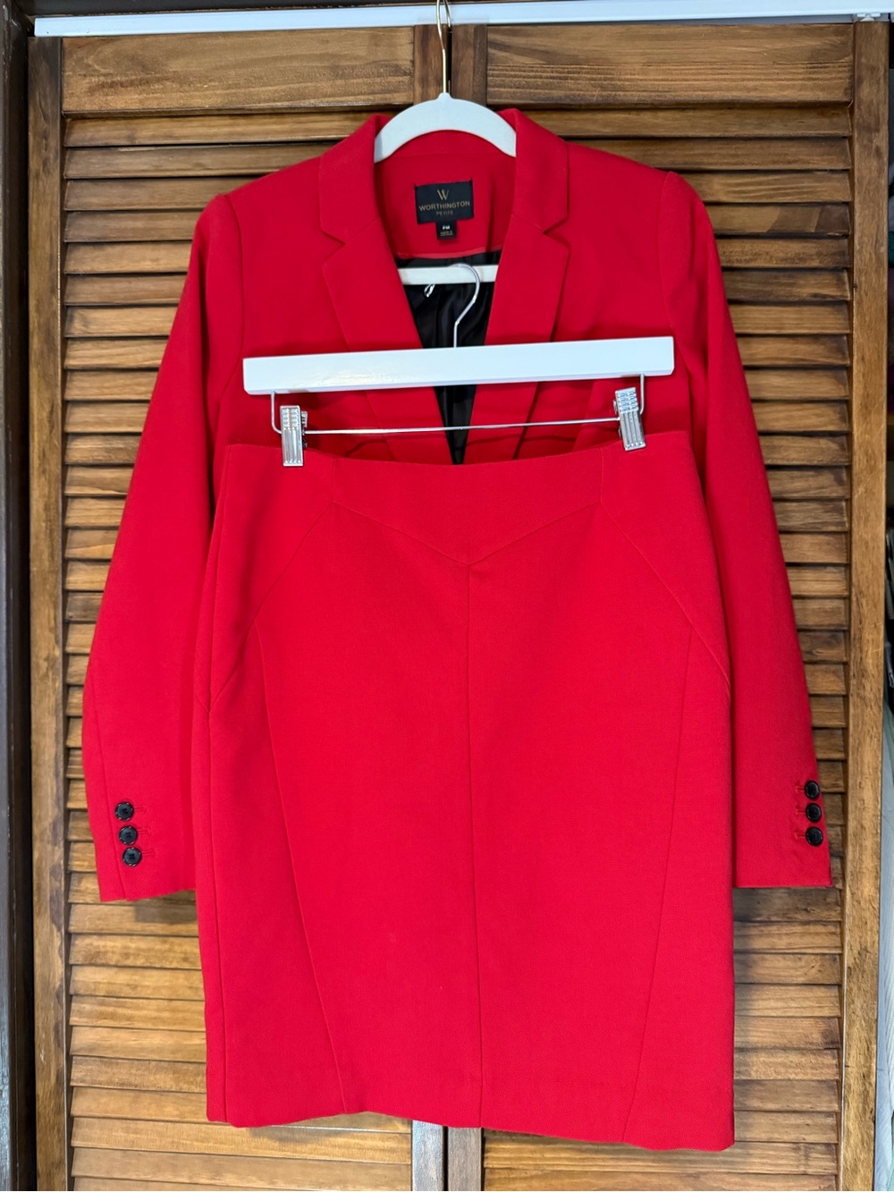 Worthington Petite Red Blazer & Pencil Skirt Suit Set Size 6 / PM